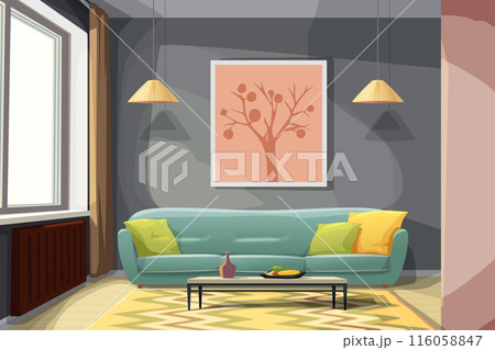 a modern design apartment at sunny day 116058847