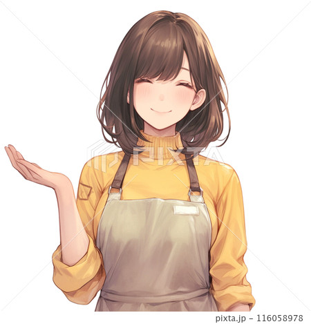 エプロン姿の笑顔の女性のイラスト素材 [116058978] - PIXTA