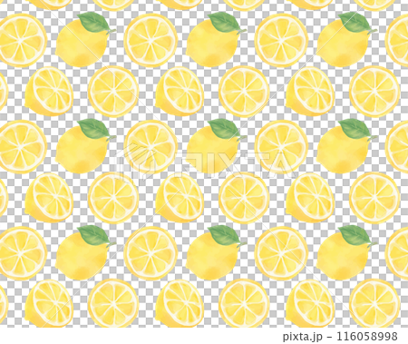 輪切りレモンの水彩風シームレスパターン 116058998