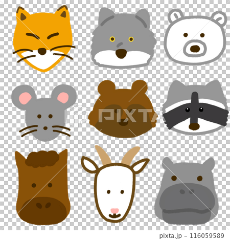 Cute animal faces set 116059589