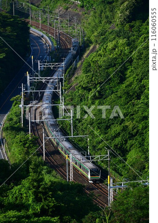 S字カーブを走るE233系3000番台東海道線 116060555