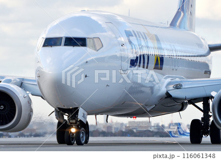 スカイマークエアラインB737-800福岡タキシング スカイマークエアラインB737-800福岡タキシング 116061348