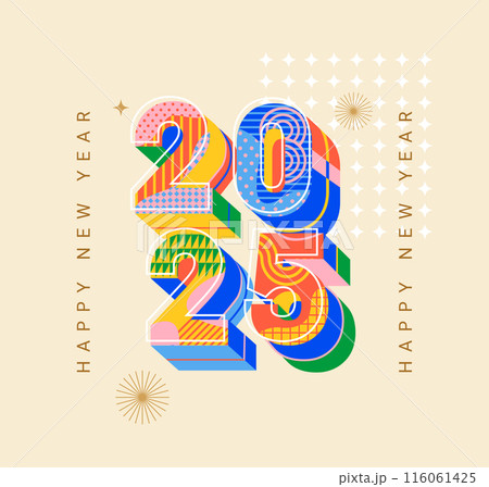 3d numbers 2025 for New Year banner, poster. 116061425