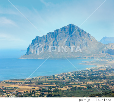 Tyrrhenian coastline from Erice, Sicily, Italy 116061628