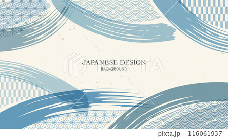 筆と和柄の背景デザイン 筆と和柄の背景デザイン 116061937