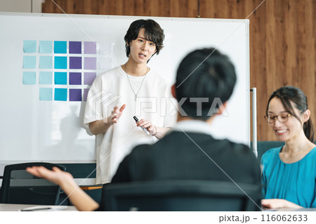 ミーティングをするIT企業の若いビジネスマン 116062633