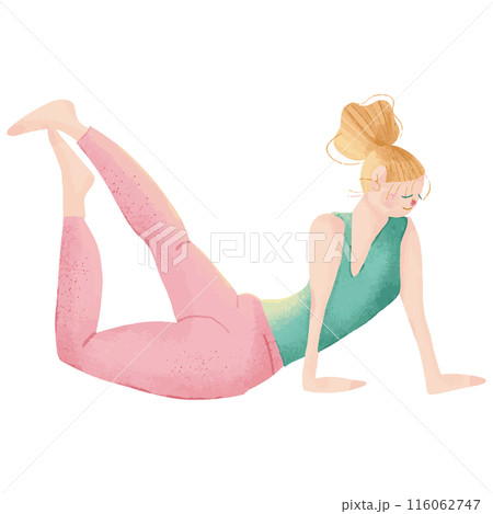 side view of woman doing yoga 116062747