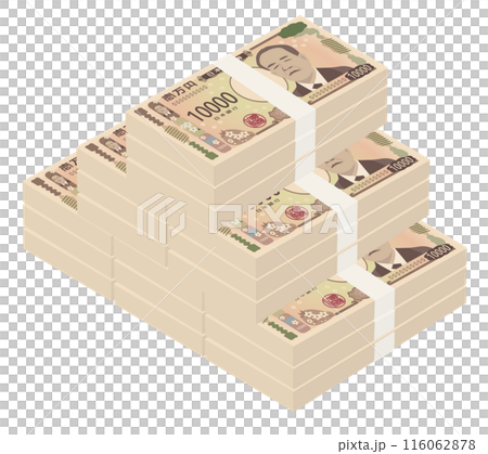 New banknotes: piles of 10,000 yen bills 116062878
