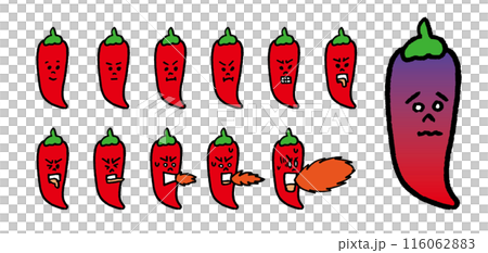 可愛的紅辣椒人物插畫 116062883