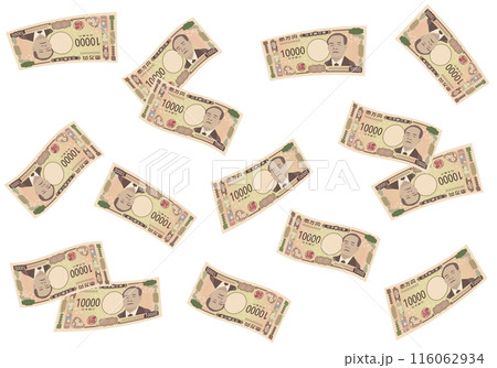 舞い散る一万円札　 新紙幣 116062934