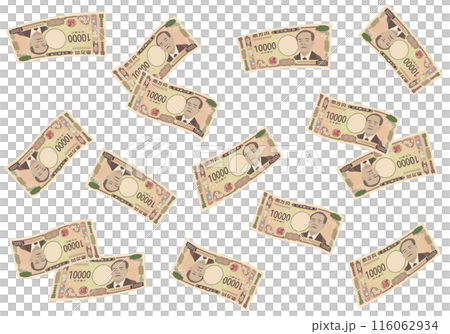 舞い散る一万円札　 新紙幣 116062934