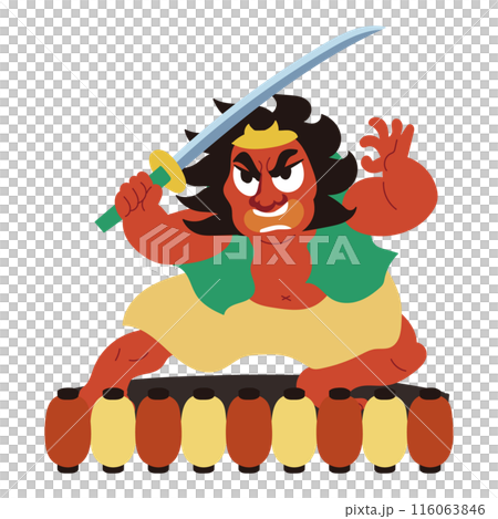 平台上睡魔節花車上的紅色人形插圖 116063846