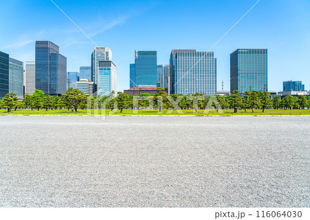 【東京都】自然が広がる皇居外苑と丸の内のビル群 【東京都】自然が広がる皇居外苑と丸の内のビル群 116064030