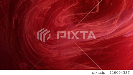 Color vapor swirl. Ink water vortex. Blur red glowing enchanting flame mist texture paint splash wave abstract art background. 116064527