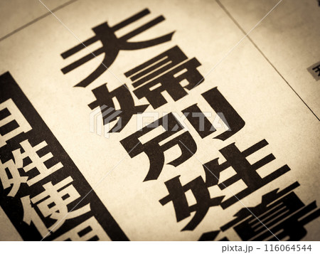 「夫婦別姓」と書かれたニュースの見出し 116064544