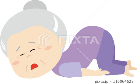 床に這いつくばるシニアの女性5 床に這いつくばるシニアの女性5 116064628