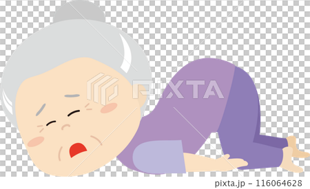 床に這いつくばるシニアの女性5 床に這いつくばるシニアの女性5 116064628