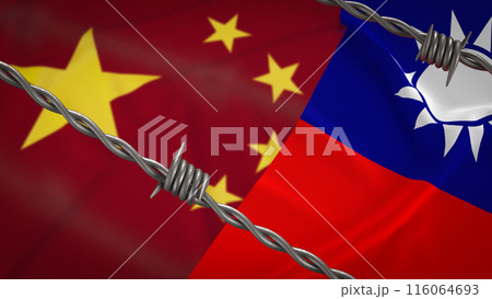 The china and Taiwan flag for Background concept 3d rendering. 116064693