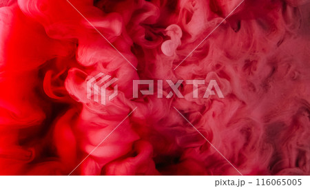 Smoke wave. Paint water drop. Defocused pink red color fume splash flow on sparkling glitter texture abstract art background. 116065005