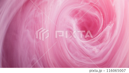 Smoke vortex. Ink cloud. Blur pink color glowing silk haze cloud texture paint floating in water dreamlike abstract art background. 116065007