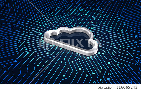 クラウドアイコンと電子回路、クラウドコンピューティングのネットワークイメージ 116065243