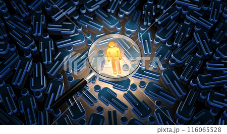 人型アイコンの集合から1つを虫眼鏡で詳しく見る、リーダー選出の検討イメージ 116065528