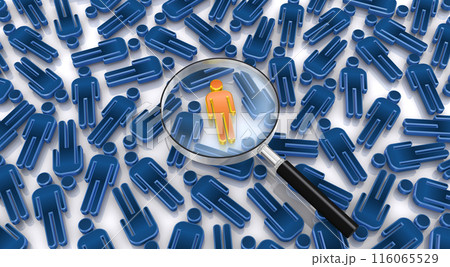 人型アイコンの集合から1つを虫眼鏡で詳しく見る、リーダー選出の検討イメージ 116065529