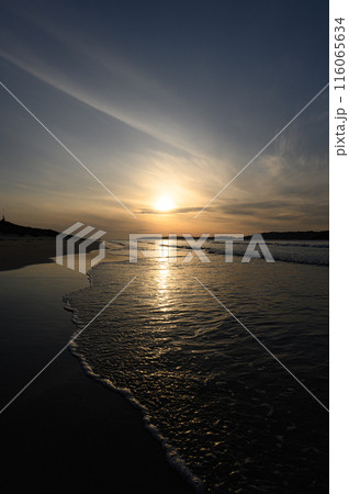 砂浜から見る夕日 砂浜から見る夕日 116065634
