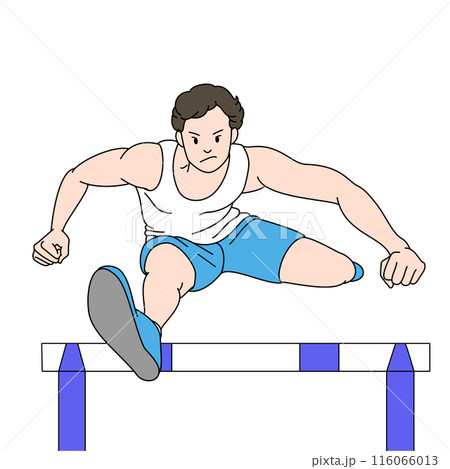 ハードル走　男性陸上選手 116066013