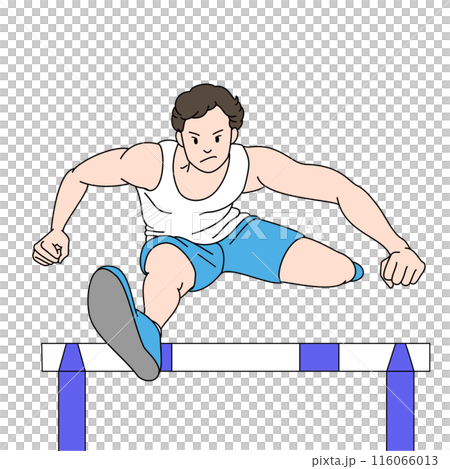 ハードル走　男性陸上選手 116066013