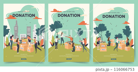Donation Poster Vector Set for Charity and Community Support - Modern and Colorful Designs for Fundraising Events Donation Poster Vector Set for Charity and Community Support - Modern and Colorful Designs for Fundraising Events 116066753