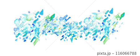 水彩画。水彩タッチの幾何学ベクターイラスト。抽象的なイメージの水彩背景。夏の水色水彩背景。 116066788