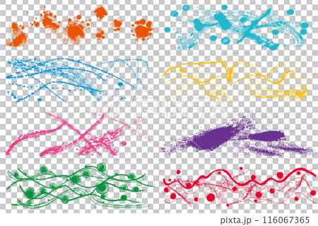 波の背景のセット カラフル 手書きの毛筆イラスト 波の背景のセット カラフル 手書きの毛筆イラスト 116067365