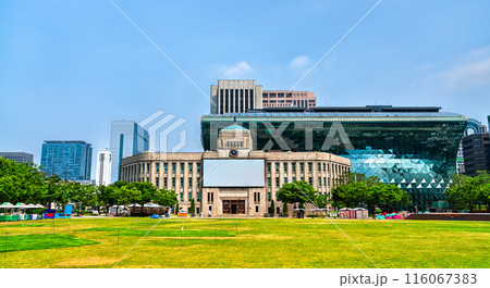 City Hall and Metropolitan Library in Seoul, South Korea City Hall and Metropolitan Library in Seoul, South Korea 116067383