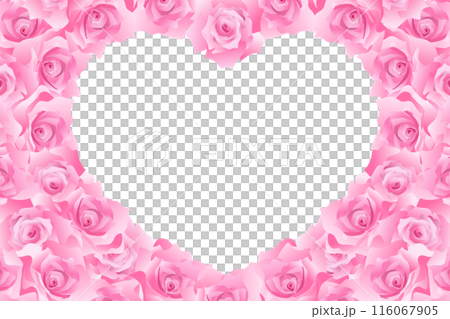 Pink rose heart-shaped frame (no text) 116067905