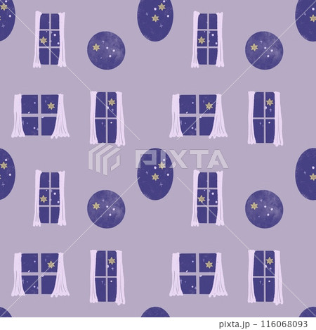 星が見える窓のシームレスなパターンイラスト 116068093