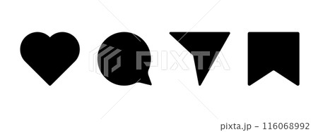 Media Icons interface social media like, chat, send and save symbols. Minimal ig set. Like notification, comment notification, follower notification social media 116068992