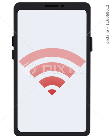 スマホ(黒)の中に表示されたWi-Fi(赤) スマホ(黒)の中に表示されたWi-Fi(赤) 116069012