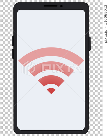 スマホ(黒)の中に表示されたWi-Fi(赤) スマホ(黒)の中に表示されたWi-Fi(赤) 116069012