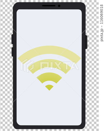 Wi-Fi (yellow) displayed on smartphone (black) Wi-Fi (yellow) displayed on smartphone (black) 116069018