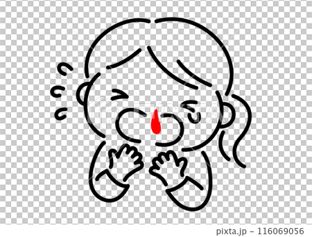 一個因流鼻血而驚慌失措的女孩 116069056