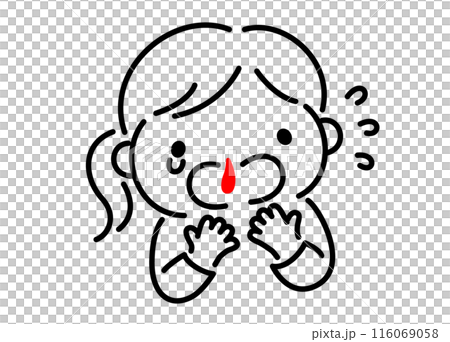 A girl is surprised and panicked by a nosebleed 116069058