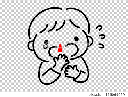 A boy panics after getting a nosebleed A boy panics after getting a nosebleed 116069059