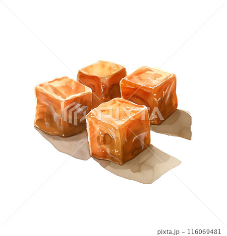 白背景にキャラメルの水彩イラスト 116069481