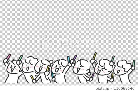 People enthusiastically getting excited at a concert Penlight Men and women Young Cheers Upper body Simple line drawing illustration People enthusiastically getting excited at a concert Penlight Men and women Young Cheers Upper body Simple line drawing illustration 116069540