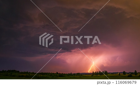 Dazzling lightning display brightening the nighttime with vibrant bolts, climate change Dazzling lightning display brightening the nighttime with vibrant bolts, climate change 116069679