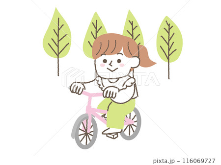 自転車で走る女性のイラスト 116069727