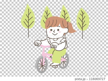 Illustration of a woman riding a bicycle 116069727