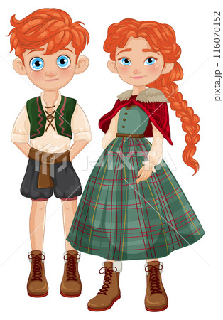Traditional Scottish Children Illustration Traditional Scottish Children Illustration 116070152