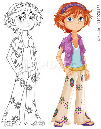 Hippy Boy Character Illustration Hippy Boy Character Illustration 116070172
